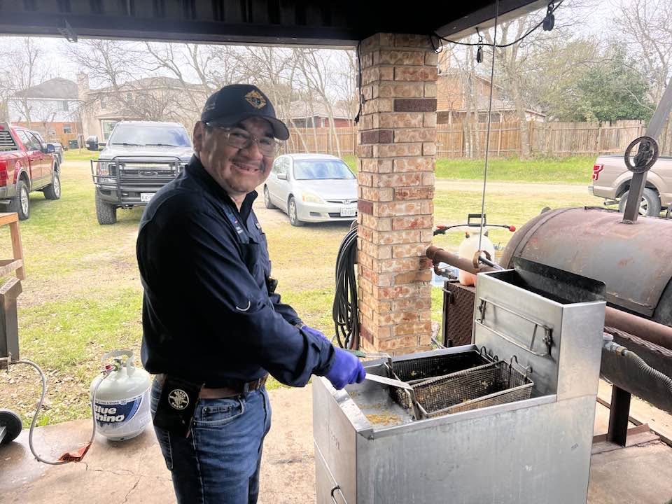 Robert Rizo manning the fryer at the annual Knights of Columbus fish fry